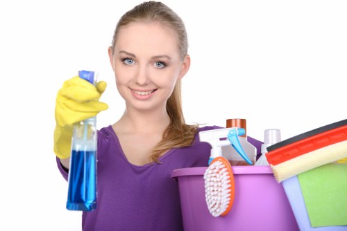 Professional cleaners preparing a new home before move in